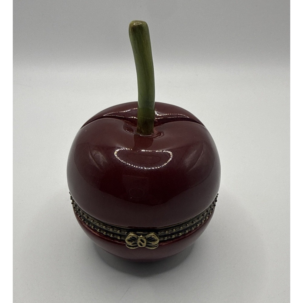 Red Apple Hinged Trinket Box